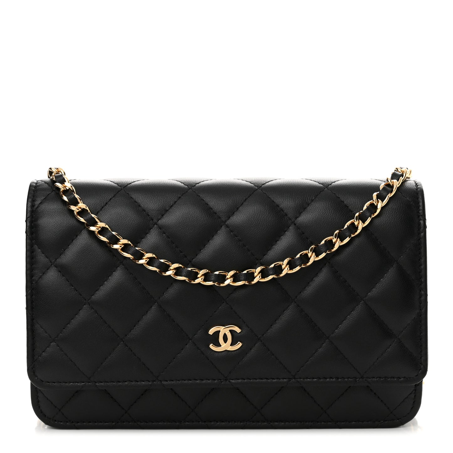 Lambskin Quilted Wallet On Chain WOC Black
