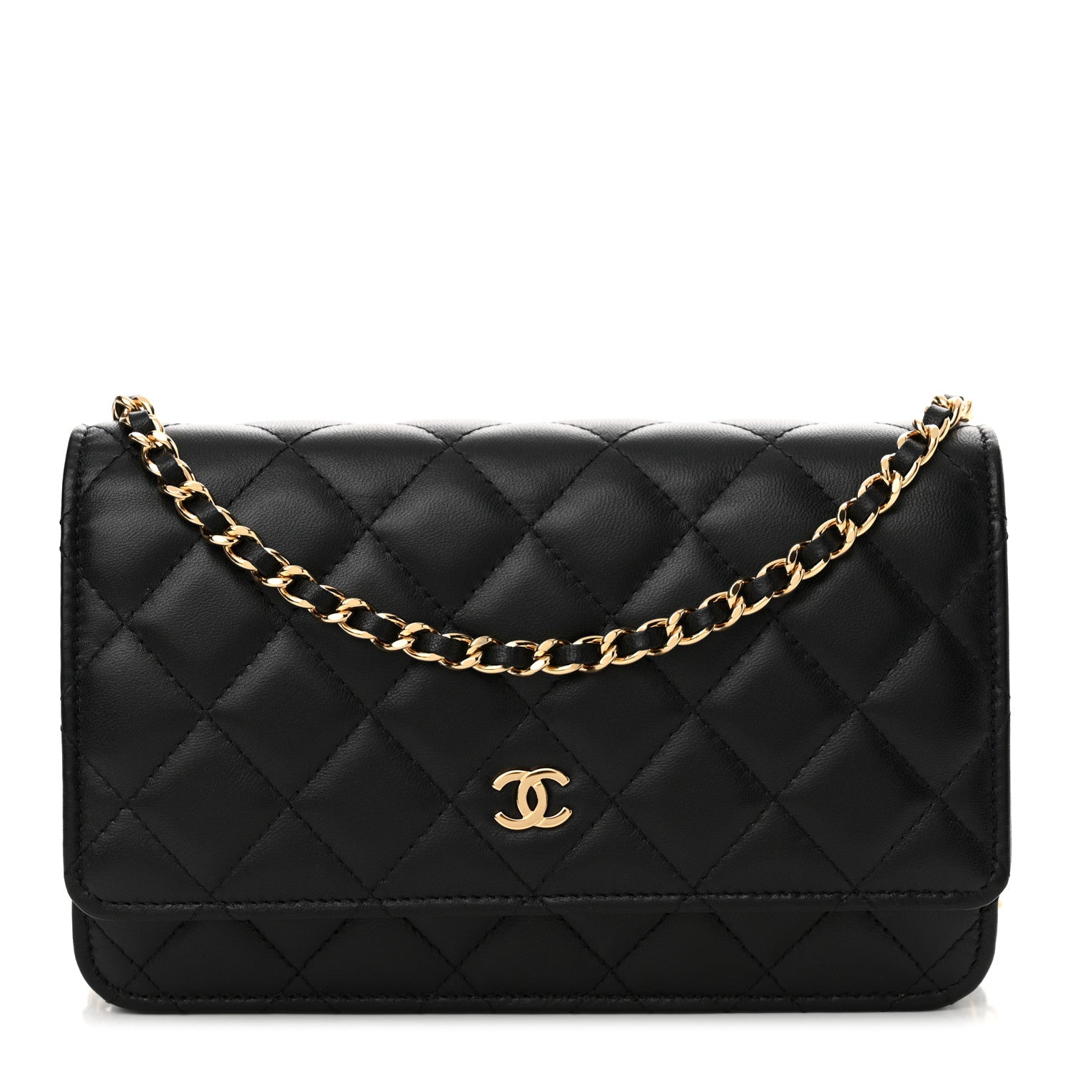 Chanel Lambskin Quilted Wallet On Chain WOC Black 1 of 14