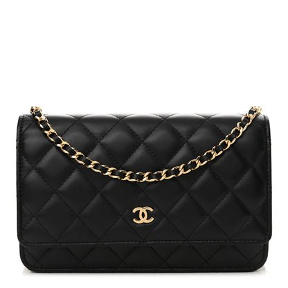 Chanel Lambskin Quilted Wallet On Chain WOC Black 1 of 14