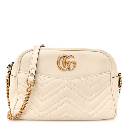Gucci Calfskin Matelasse Medium GG Marmont Chain Shoulder Bag Mystic White 1 of 12