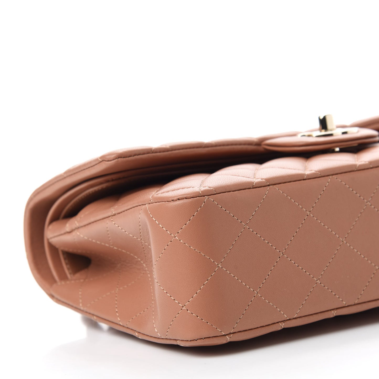 Lambskin Quilted Medium Double Flap Brown