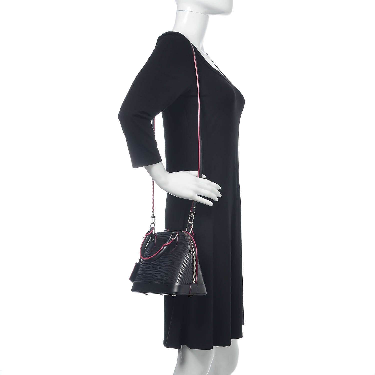 Louis Vuitton Epi Alma BB Black Hot Pink 2 of 11