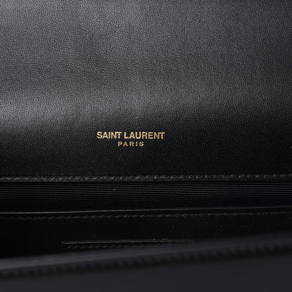 Saint Laurent Calfskin Crystal Medium Monogram Kate Satchel Black 6 of 7