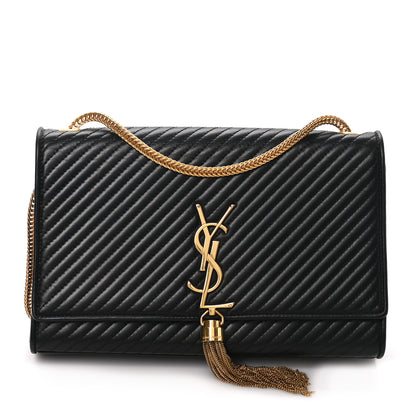 Saint Laurent Smooth Calfskin Medium Classic Monogram Kate Tassel Satchel Black 1 of 9