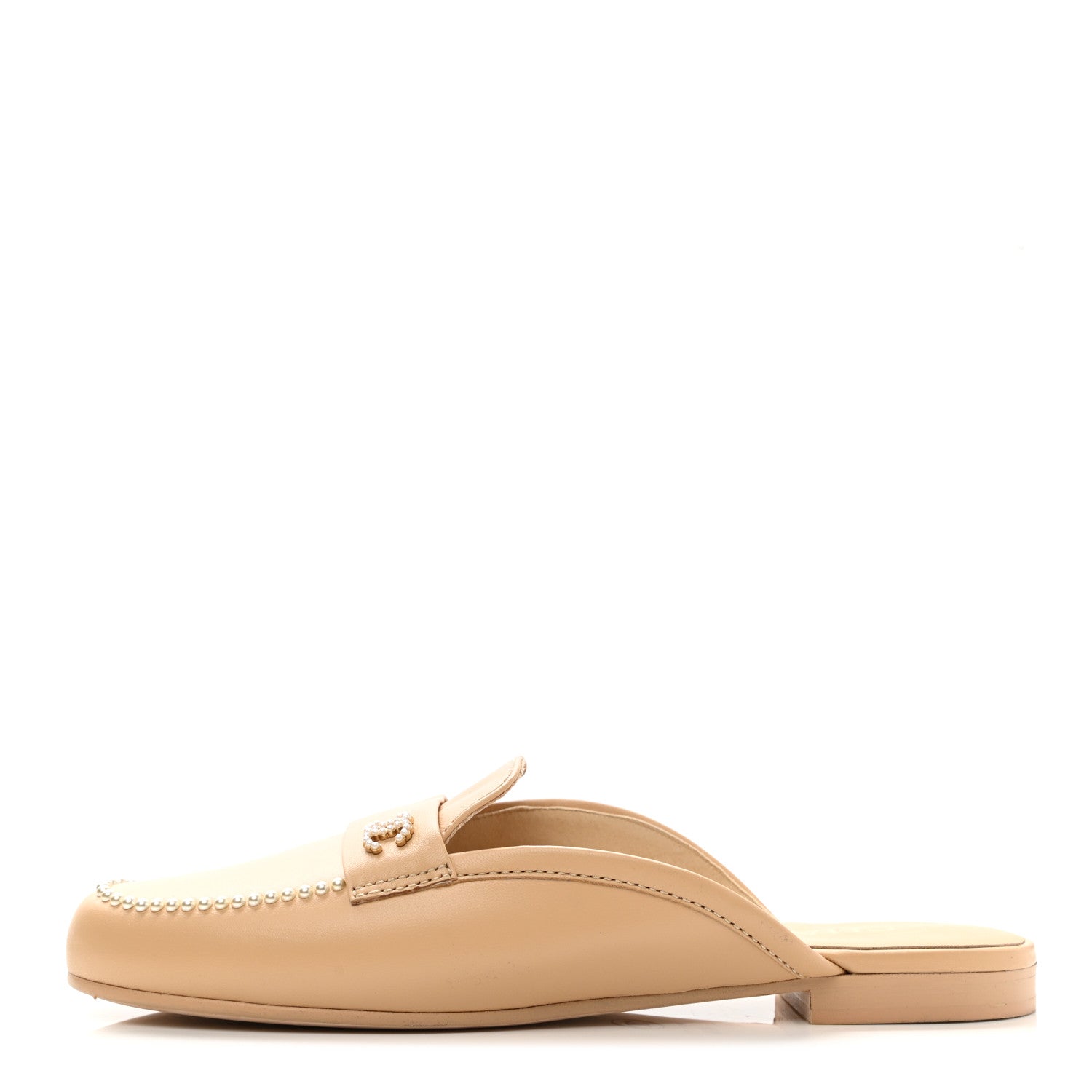 Chanel Lambskin Pearl CC Mules 40.5 Beige 1 of 10