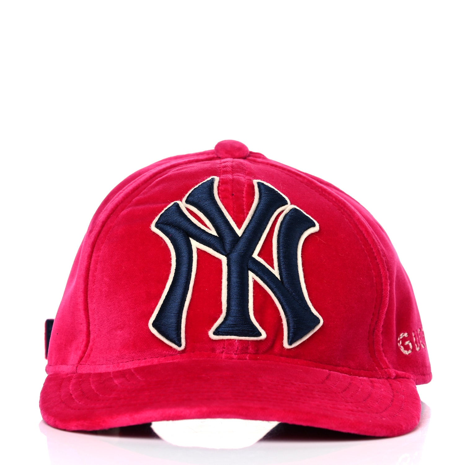 Gucci X MLB Velvet NY Yankees Baseball Hat 57-61 Pink 2 of 7
