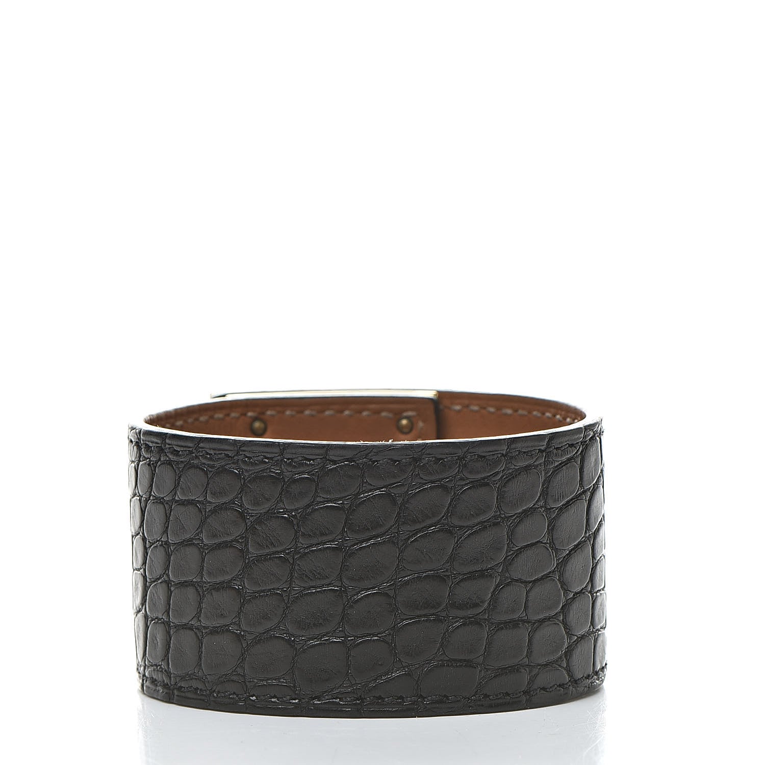 Hermes Matte Alligator Kelly Dog Cuff Black 3 of 8