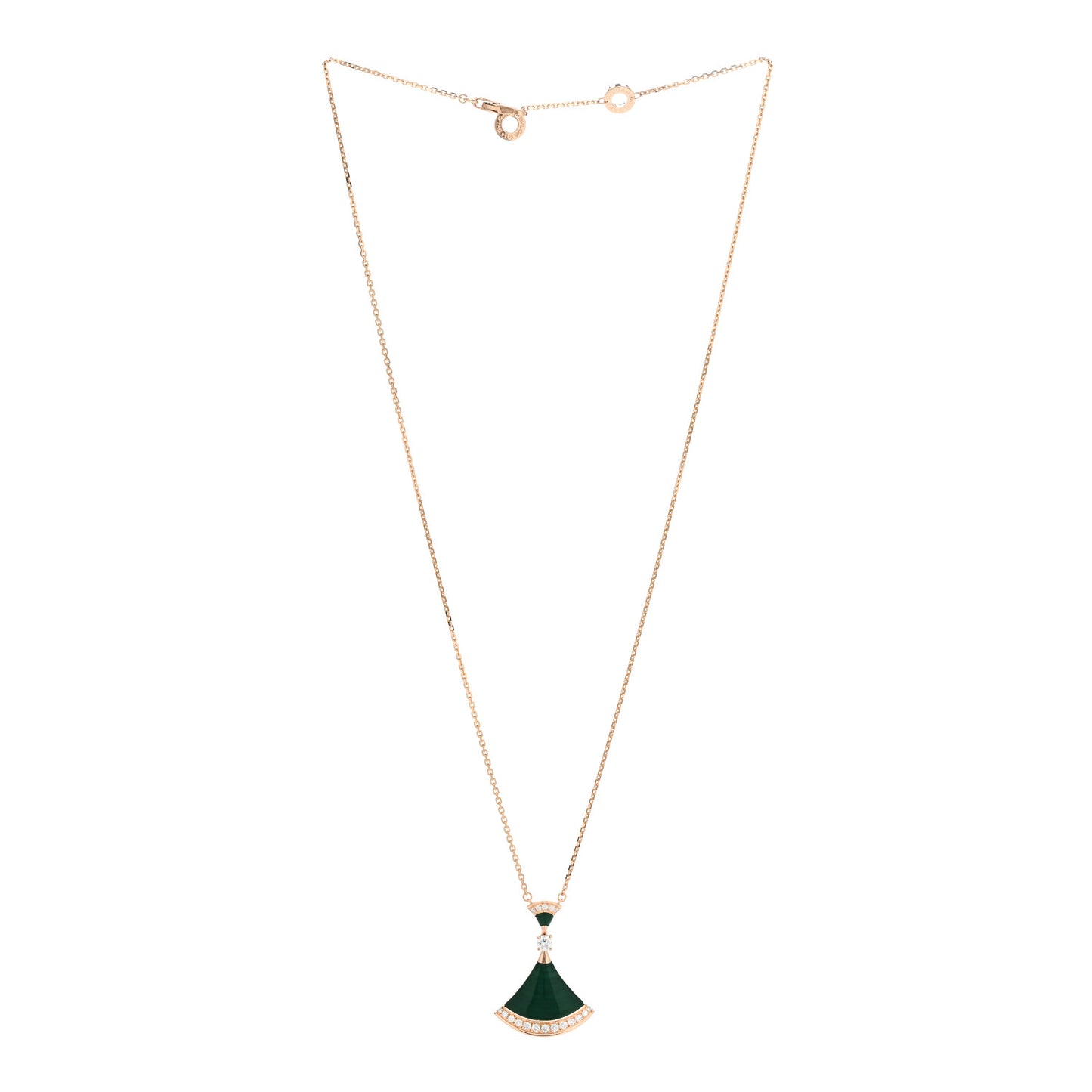 18K Rose Gold Diamond Malachite Divas' Dream Pendant Necklace