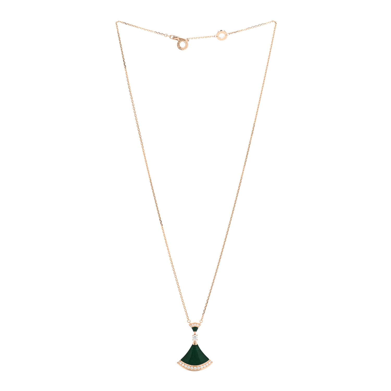 Bulgari 18K Rose Gold Diamond Malachite Divas' Dream Pendant Necklace 3 of 5