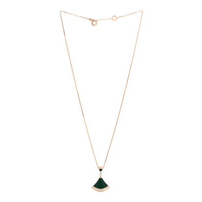 Bulgari 18K Rose Gold Diamond Malachite Divas' Dream Pendant Necklace 3 of 5
