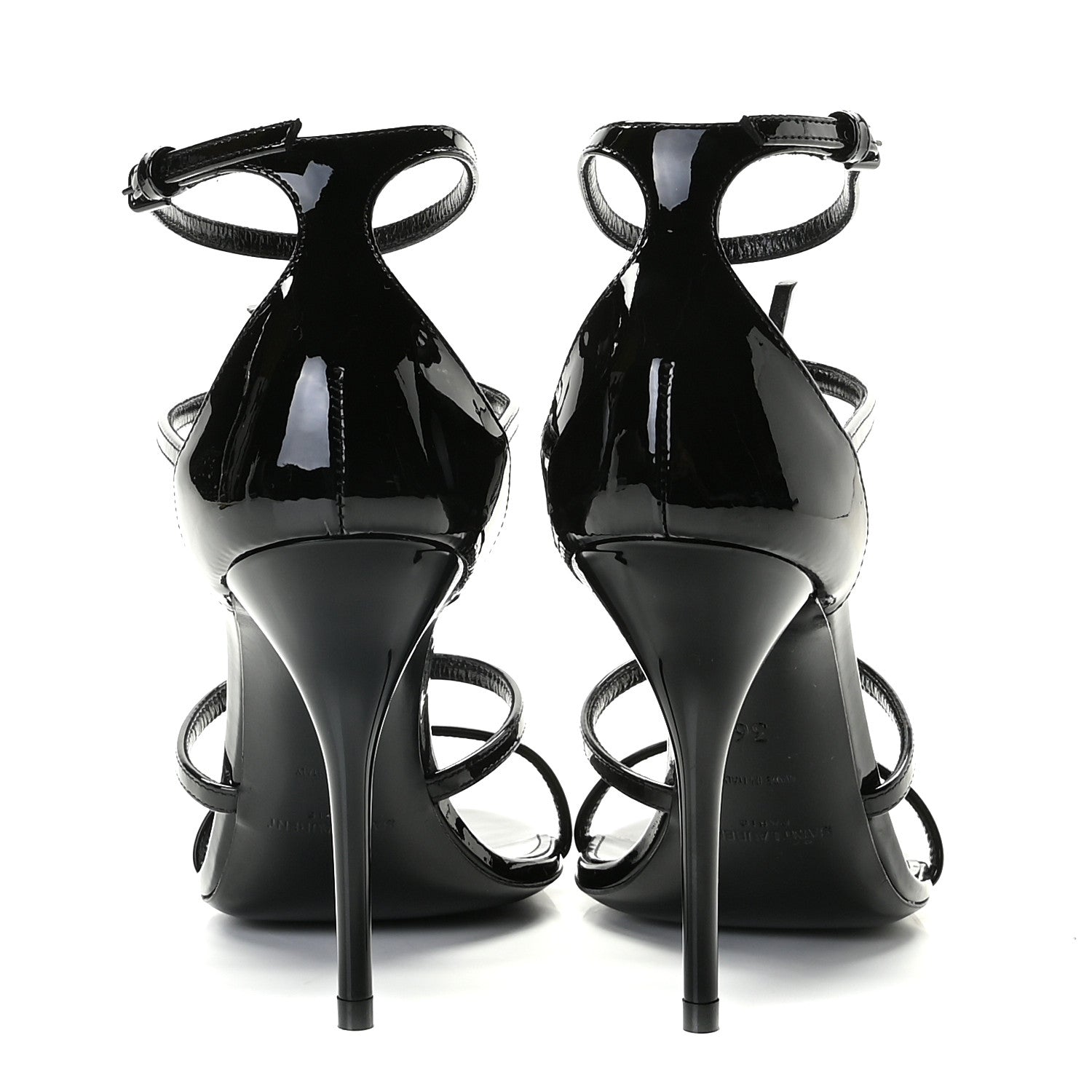 Saint Laurent Patent Cassandra 100 Ankle Strap Sandals 36 Black 7 of 12