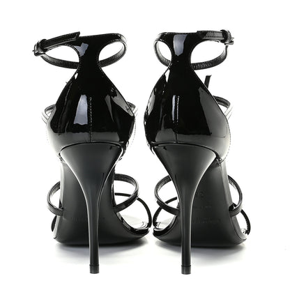 Saint Laurent Patent Cassandra 100 Ankle Strap Sandals 36 Black 7 of 12