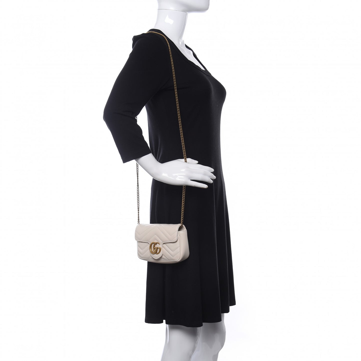 Calfskin Matelasse Super Mini GG Marmont Shoulder Bag White