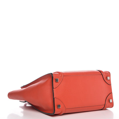 Celine Drummed Calfskin Micro Luggage Vermillion 4 of 8