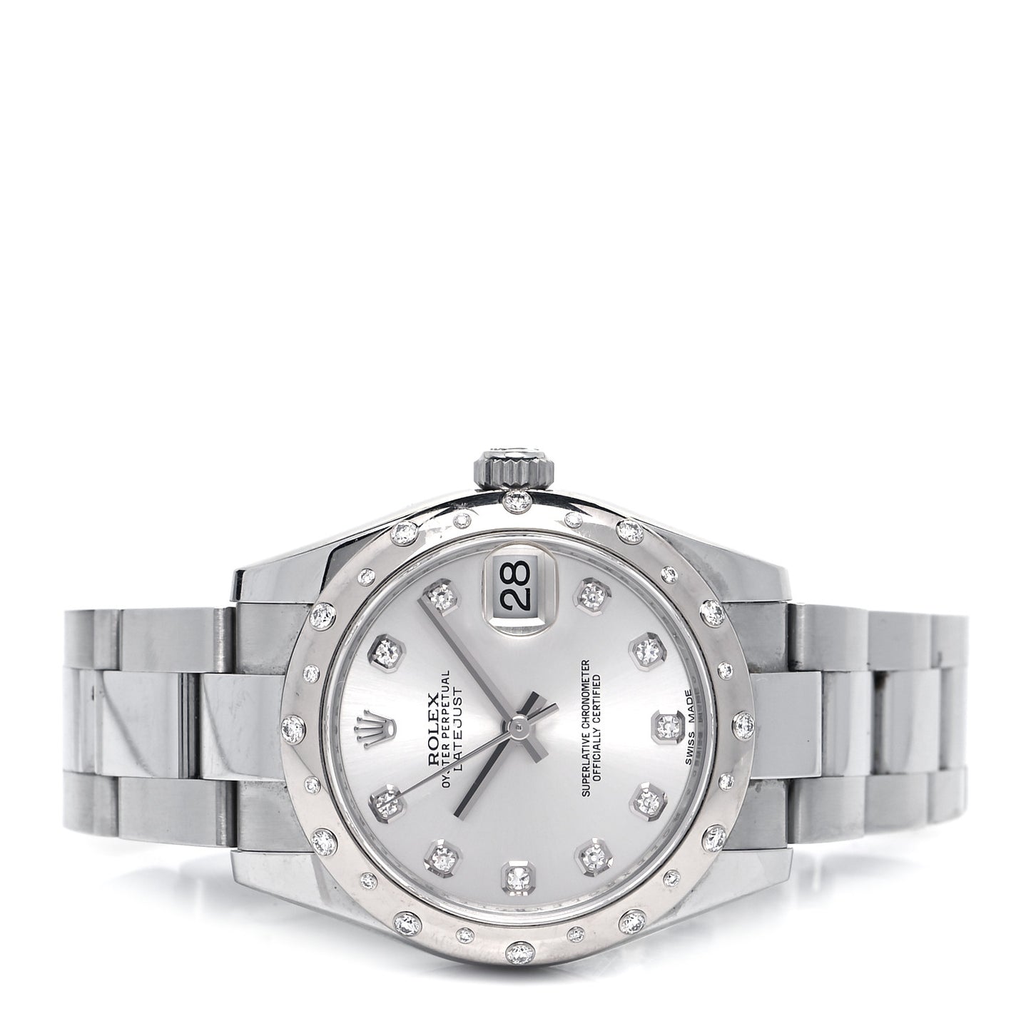 Stainless Steel 18K White Gold Diamond 31mm Oyster Perpetual Datejust Watch Silver 178344