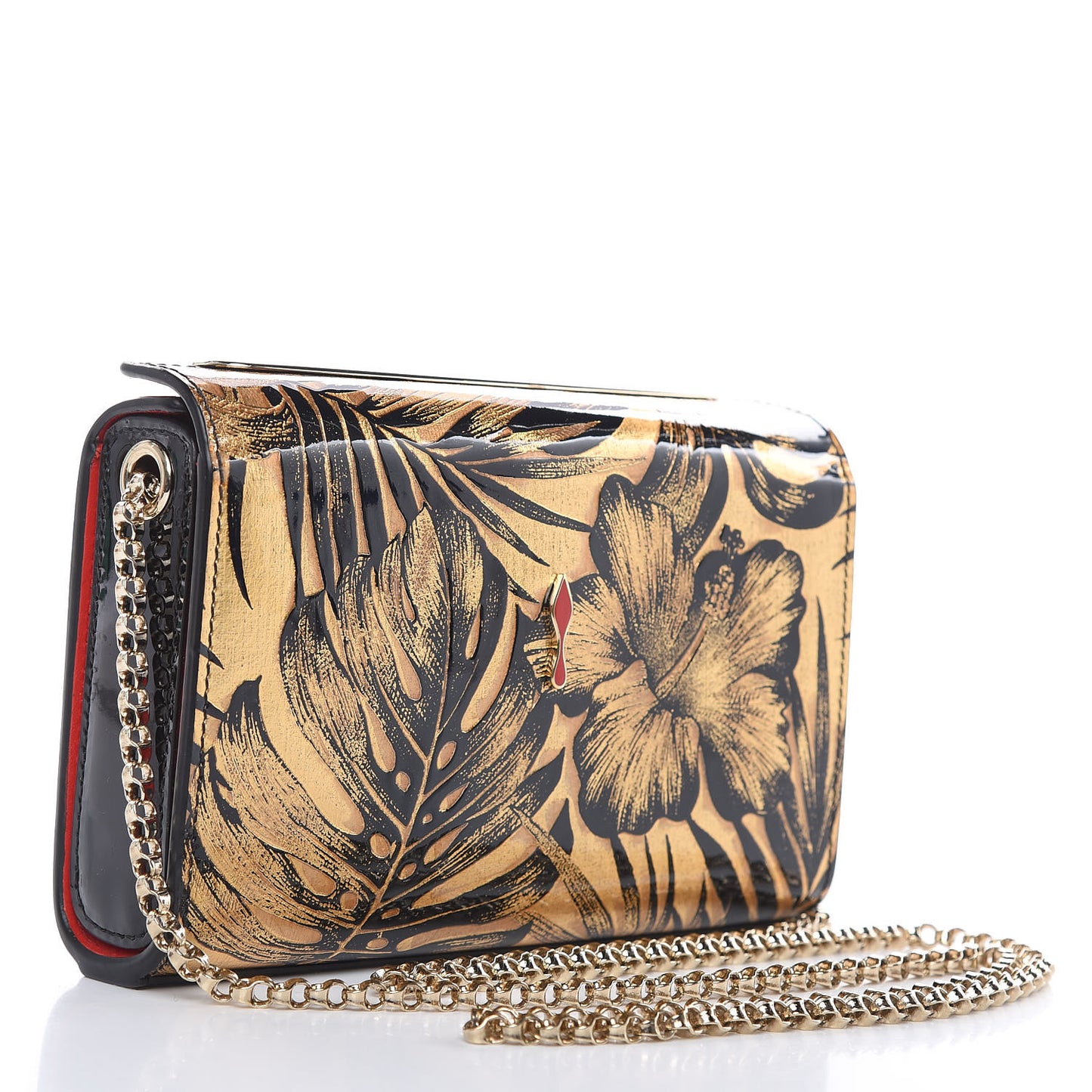 Patent Crystal Vanite Clutch Gold Black