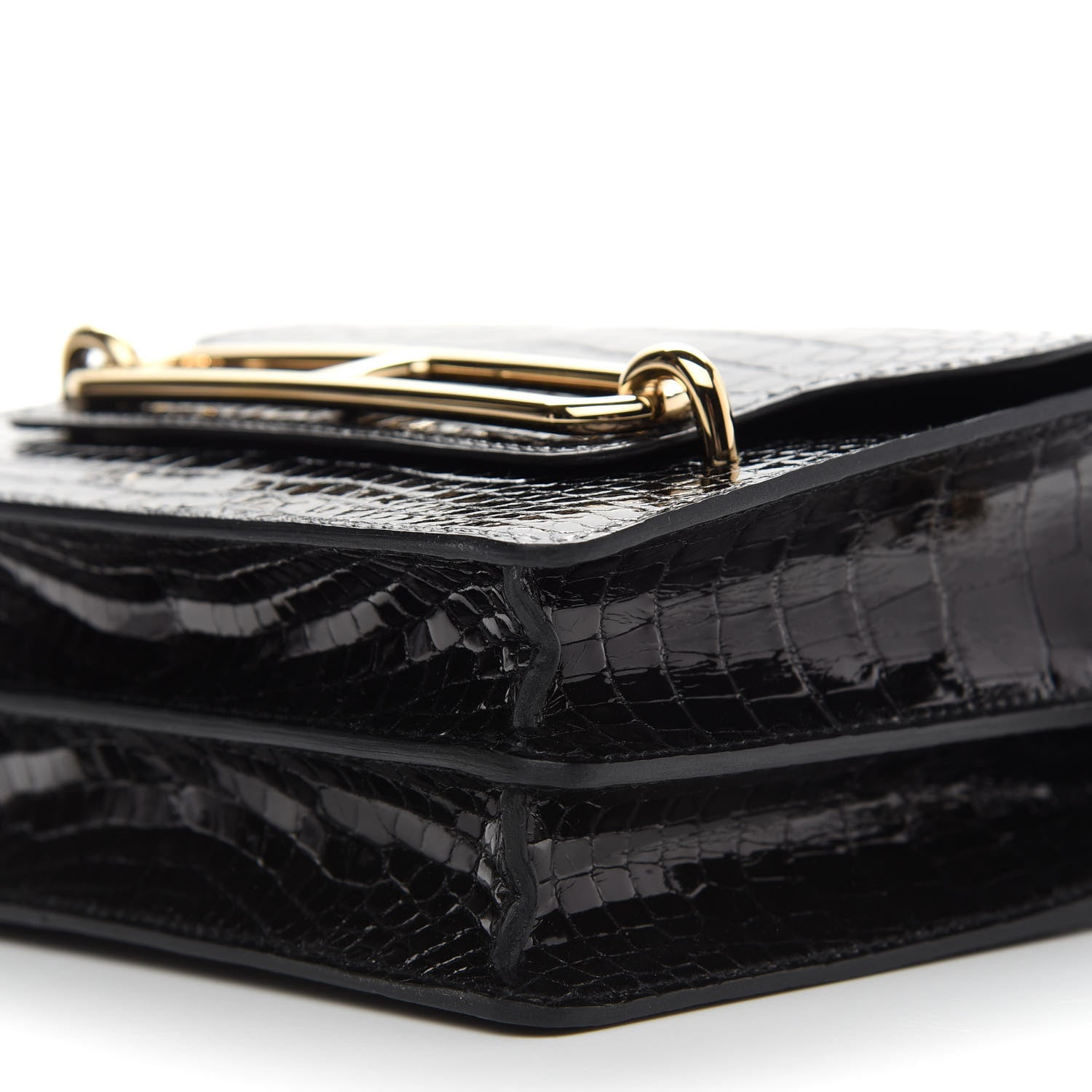 Hermes Shiny Alligator Mini Sac Roulis Black 9 of 9