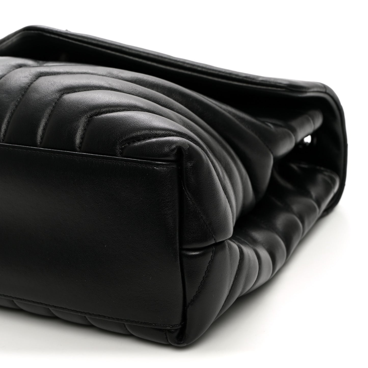 Calfskin Y Quilted Monogram Monochrome Medium Loulou Chain Satchel Black