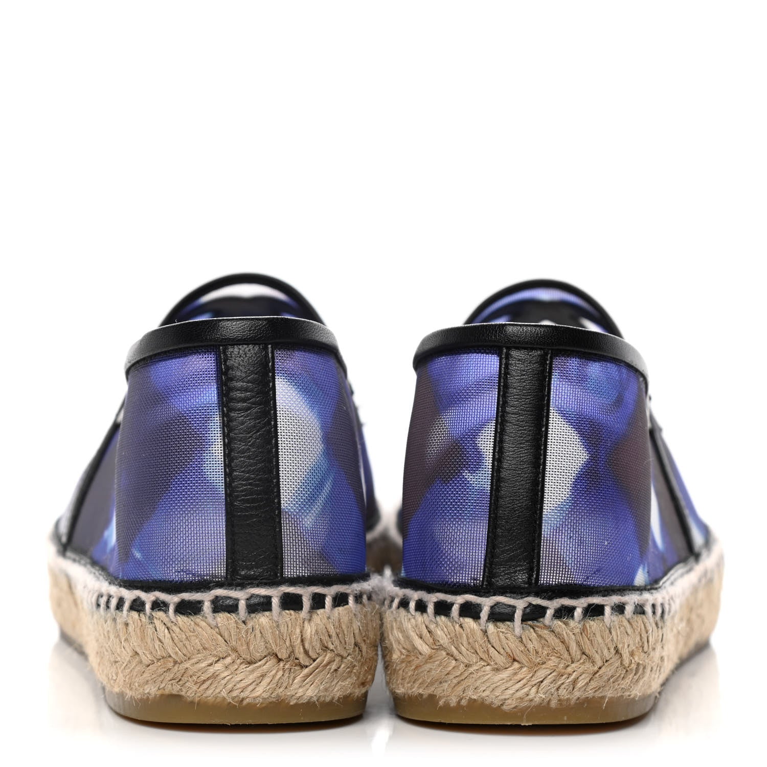 Chanel Mesh Lambskin Check Print CC Espadrilles 41 Blue Black White 6 of 18