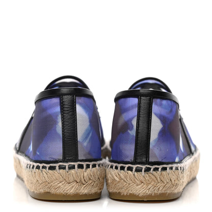 Chanel Mesh Lambskin Check Print CC Espadrilles 41 Blue Black White 6 of 18