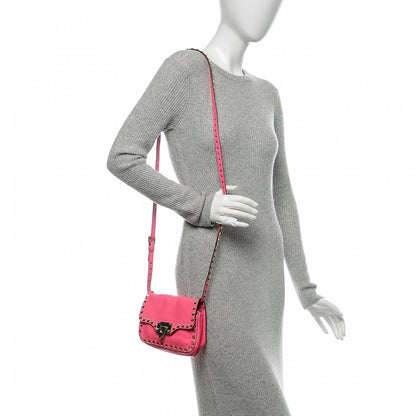 Valentino Garavani Vitello Mini Rockstud Flap Saddle Crossbody Bag Fuxia Fluo 2 of 6
