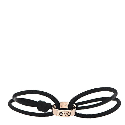 Cartier 18K Pink Gold Diamond Charity LOVE Adjustable Cord Bracelet Black 1 of 4
