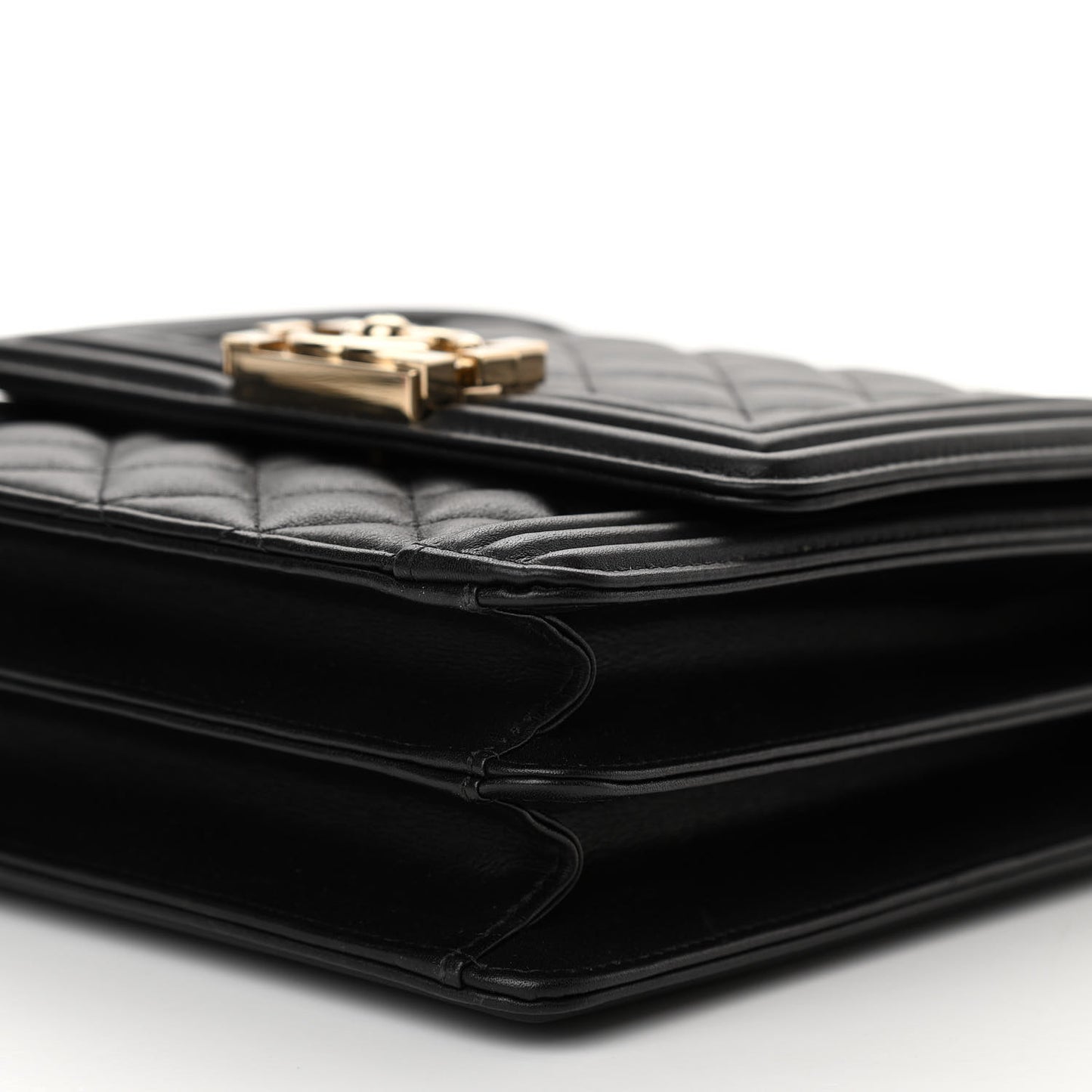 Calfskin Quilted North South Boy Flap Black