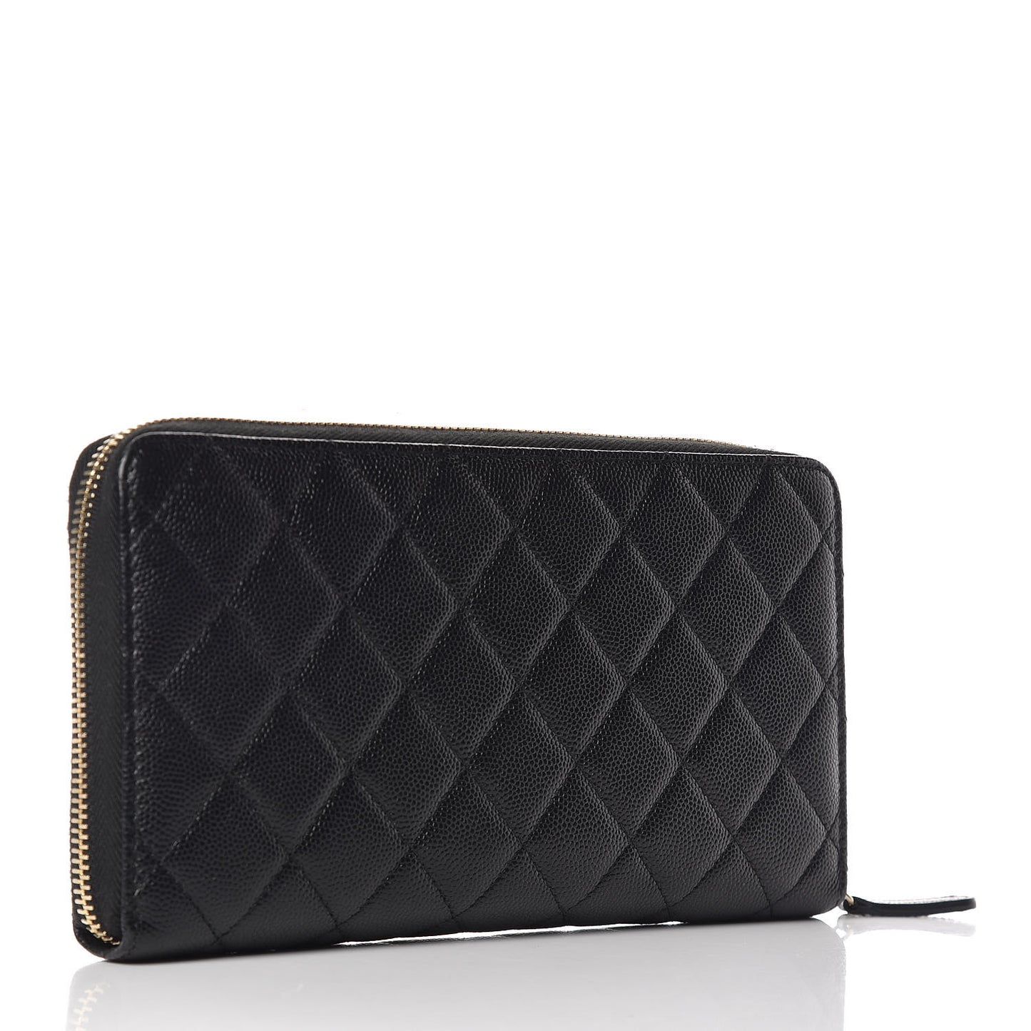 Caviar Quilted Large Zip Around Organizer Wallet Black