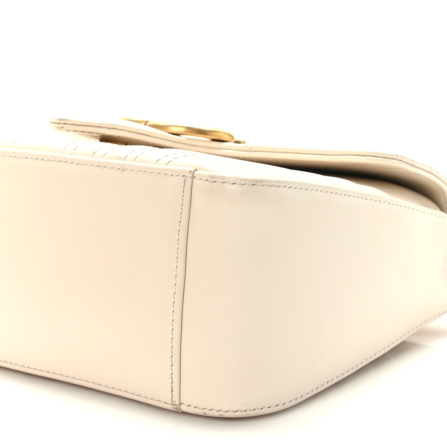 Gucci Calfskin Matelasse Mini GG Marmont Top Handle Shoulder Bag White 9 of 10