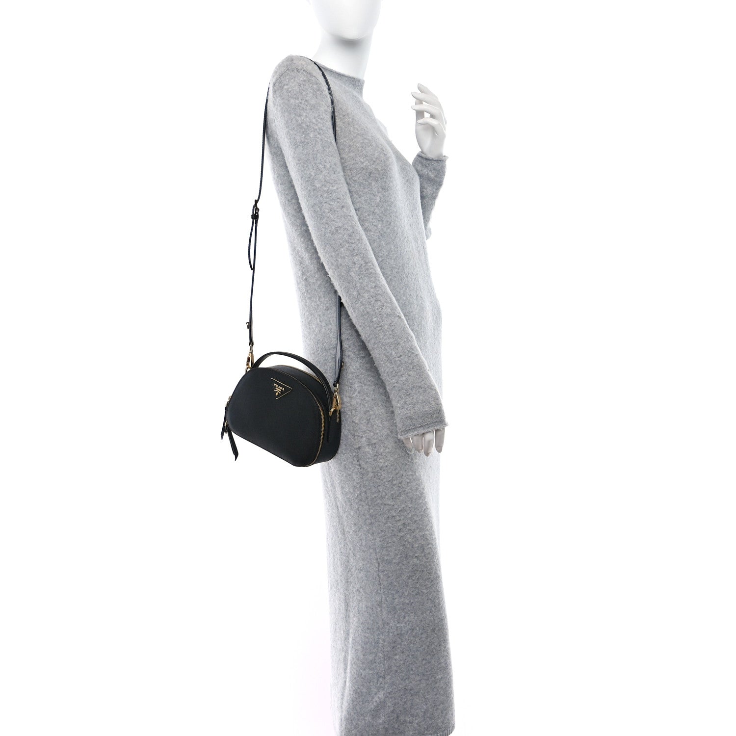 Prada Saffiano Lux Odette Crossbody Black 2 of 9