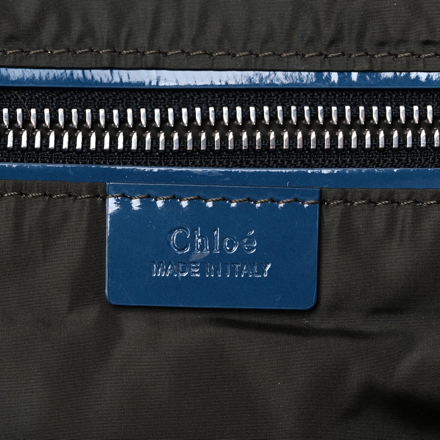 Nylon Canvas Glossy Lambskin Medium Tao Zipped Tote Blue Green