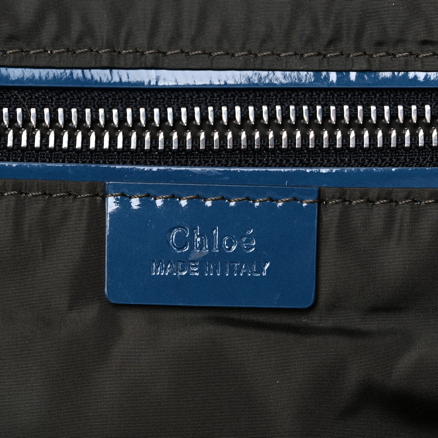 Chloe Nylon Canvas Glossy Lambskin Medium Tao Zipped Tote Blue Green 6 of 19