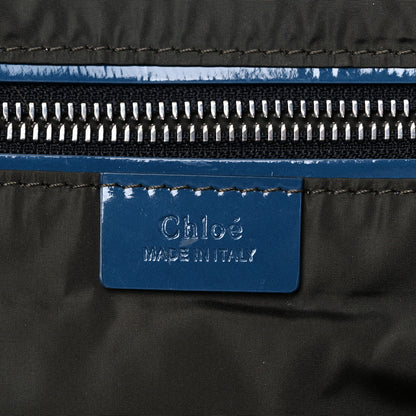 Chloe Nylon Canvas Glossy Lambskin Medium Tao Zipped Tote Blue Green 6 of 19