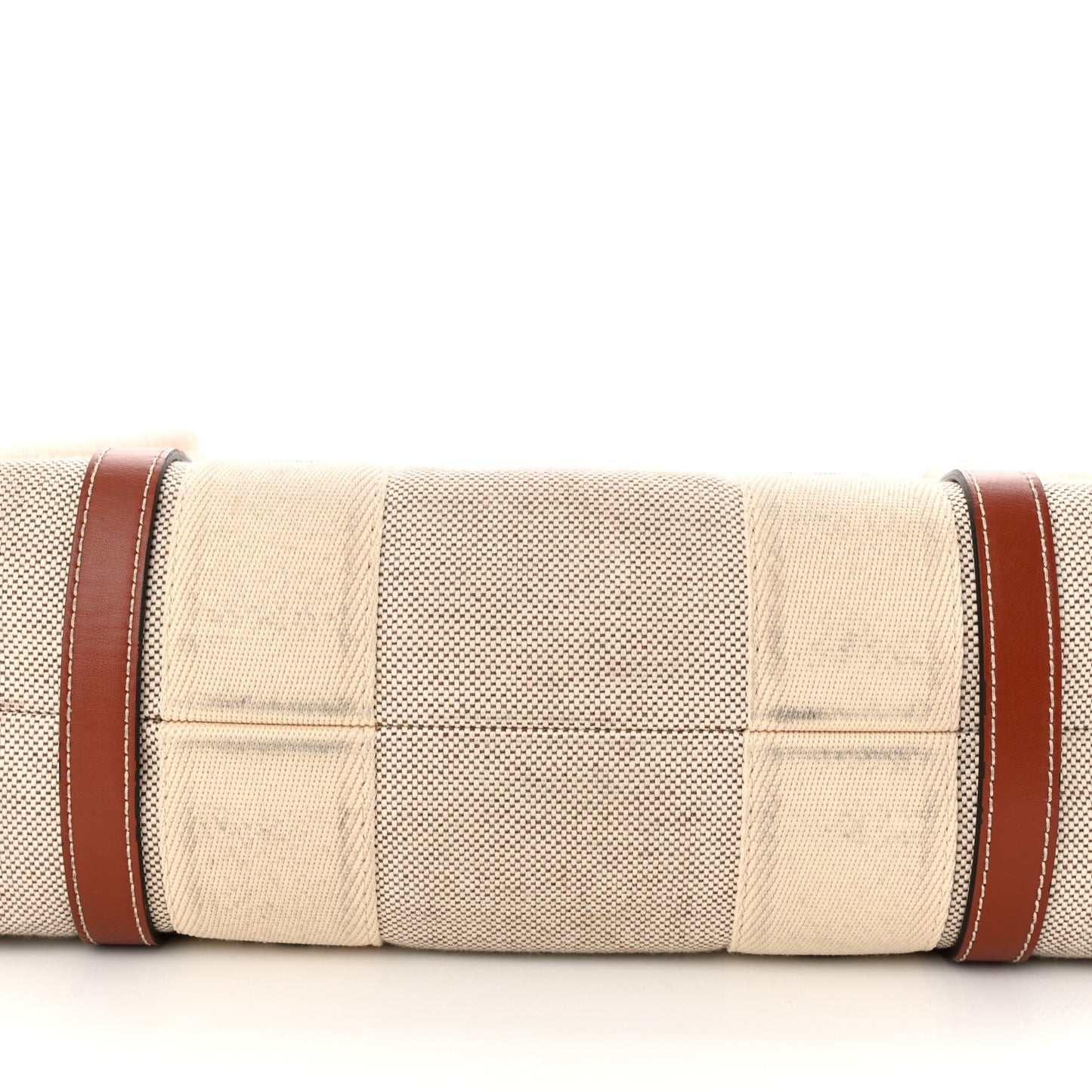 Cotton Calfskin Medium Woody Ribbon Tote White Brown