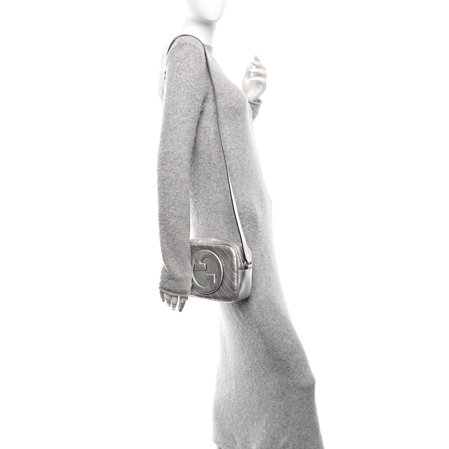 Gucci Metallic Sakai Be Green Calfskin Diagonal Stitched Small Blondie Shoulder Bag Silver 2 of 10