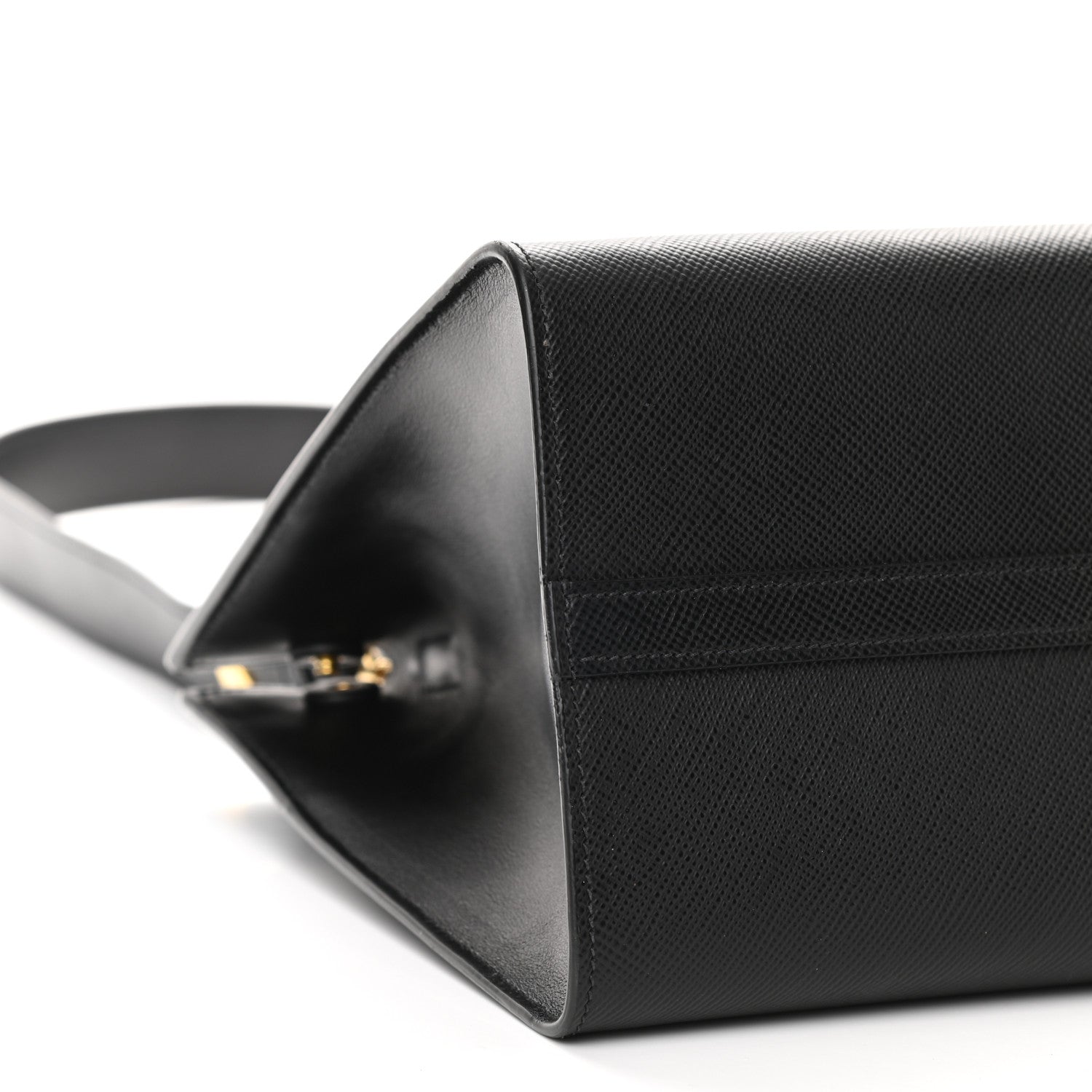 Prada Saffiano Cuir Calfskin Medium Monochrome Top Handle Tote Black 9 of 11