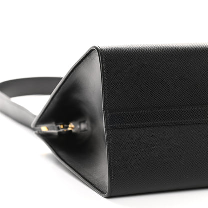 Prada Saffiano Cuir Calfskin Medium Monochrome Top Handle Tote Black 9 of 11