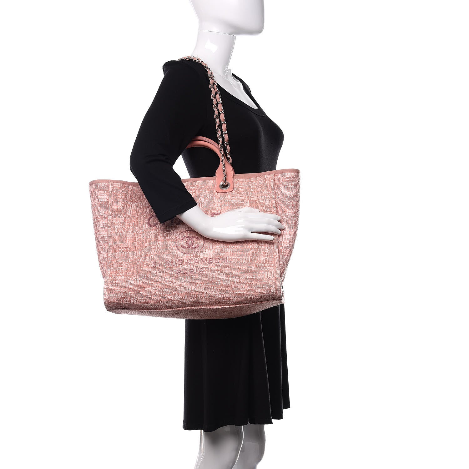 Chanel Straw Lurex Medium Deauville Tote Pink 2 of 11