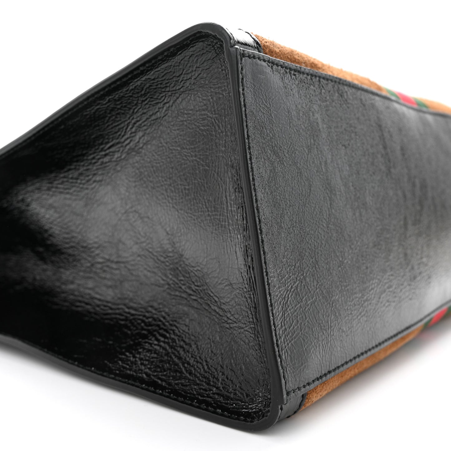 Suede Patent Web Ophidia Vertical Tote Nocciola Black