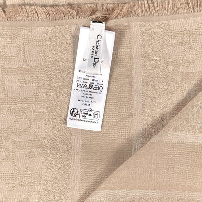Christian Dior Cashmere Oblique Fringed Scarf Biege 3 of 3