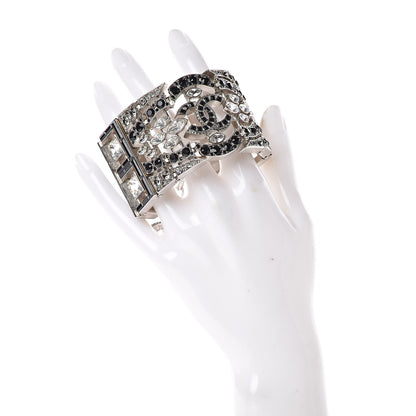 Chanel Crystal CC Wide Cuff Black Silver 2 of 7