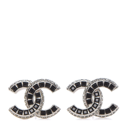 Chanel Crystal Baguette CC Earrings Black 1 of 5