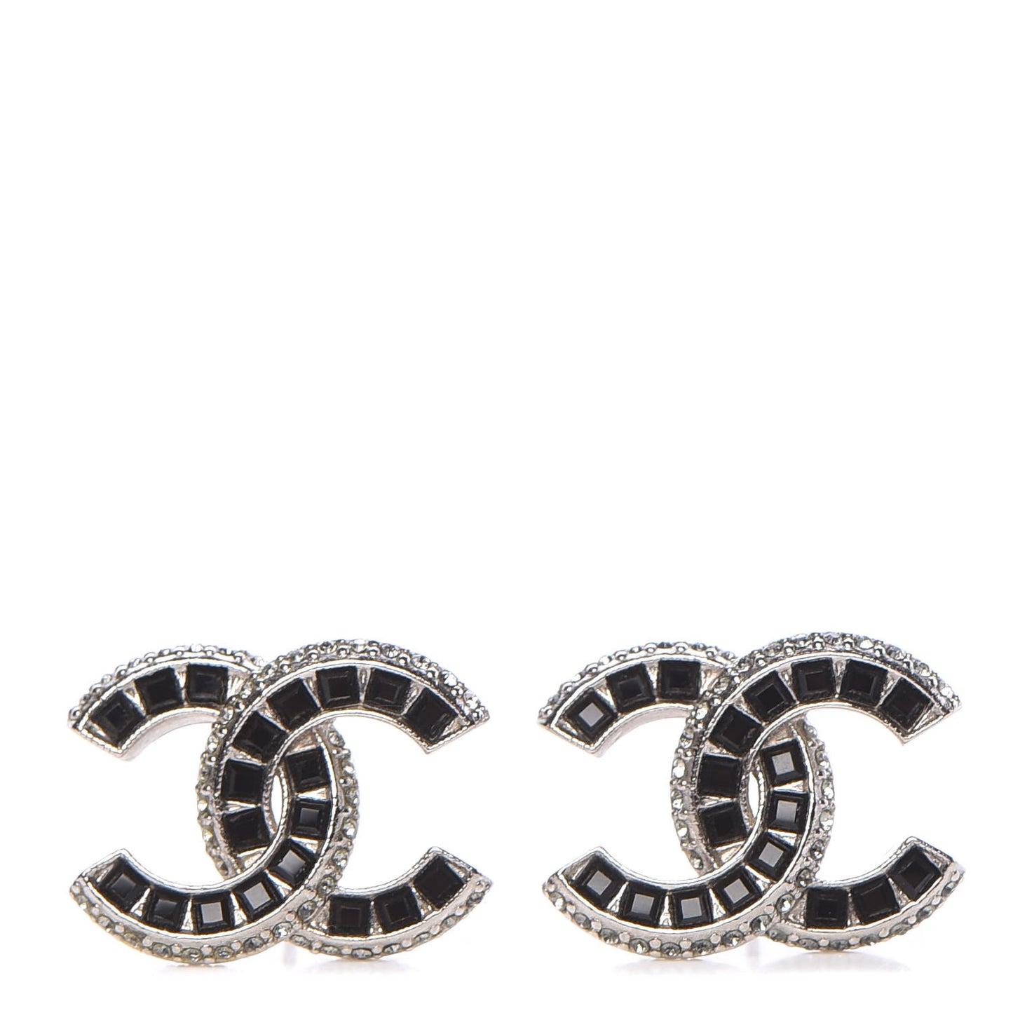 Crystal Baguette CC Earrings Black