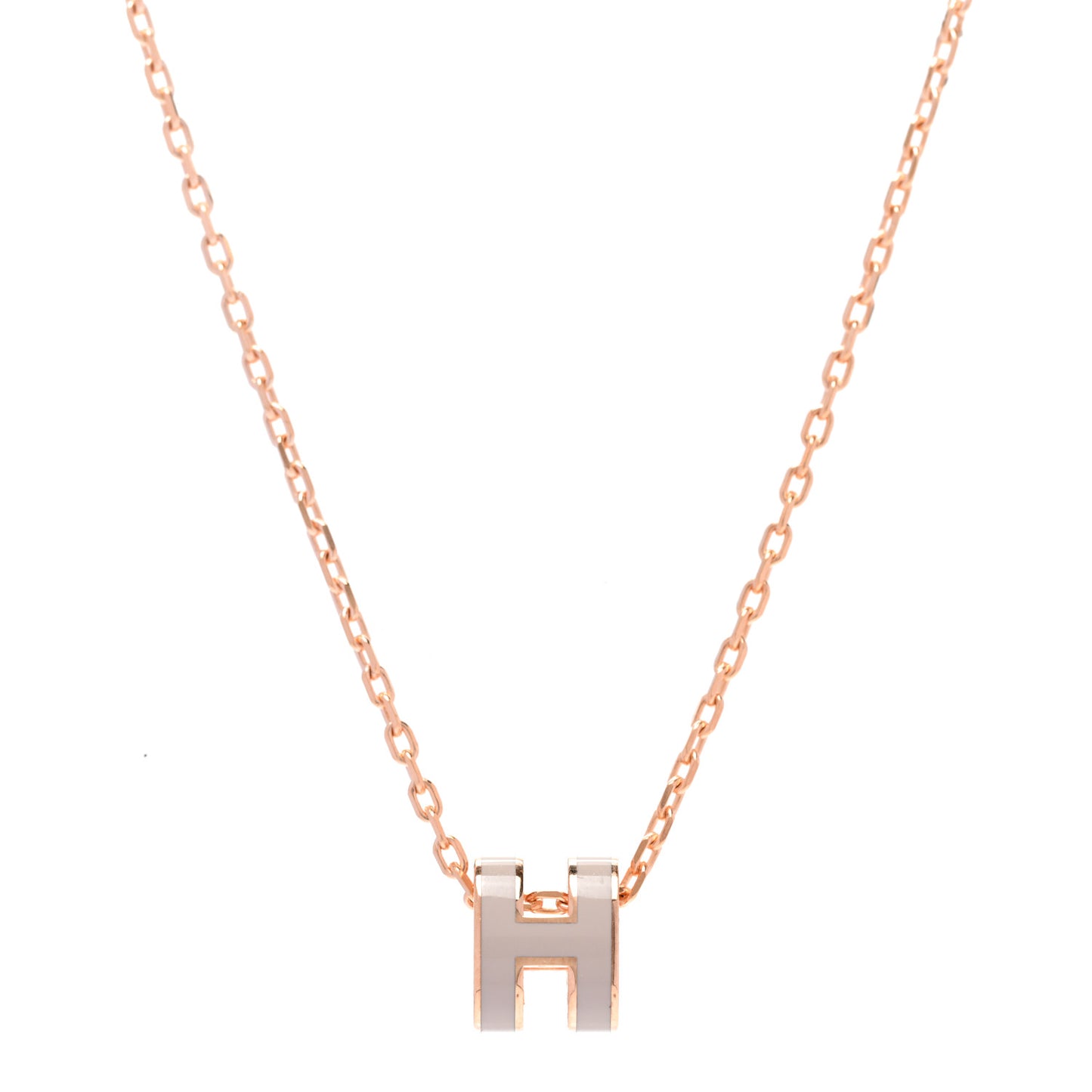Lacquered Rose Gold Mini Pop H Pendant Necklace Marron Glace