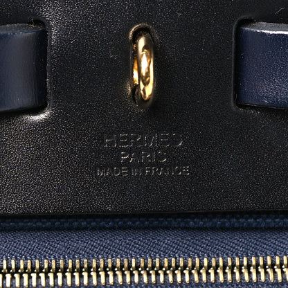 Hermes Military Toile Vache Hunter Herbag Zip Retourne 31 PM Bleu Indigo Black 7 of 10