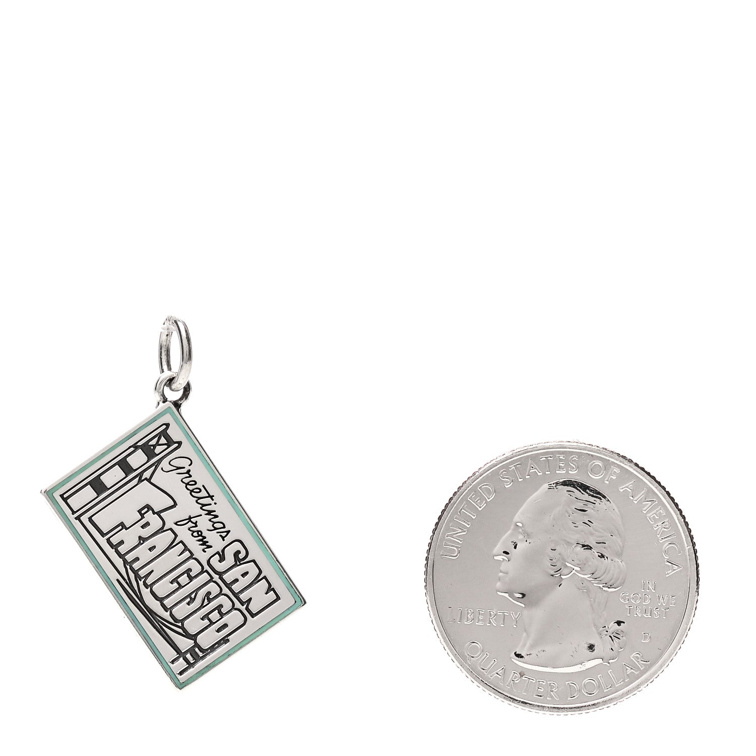 Tiffany Sterling Silver Enamel San Francisco Postcard Charm Blue 2 of 3