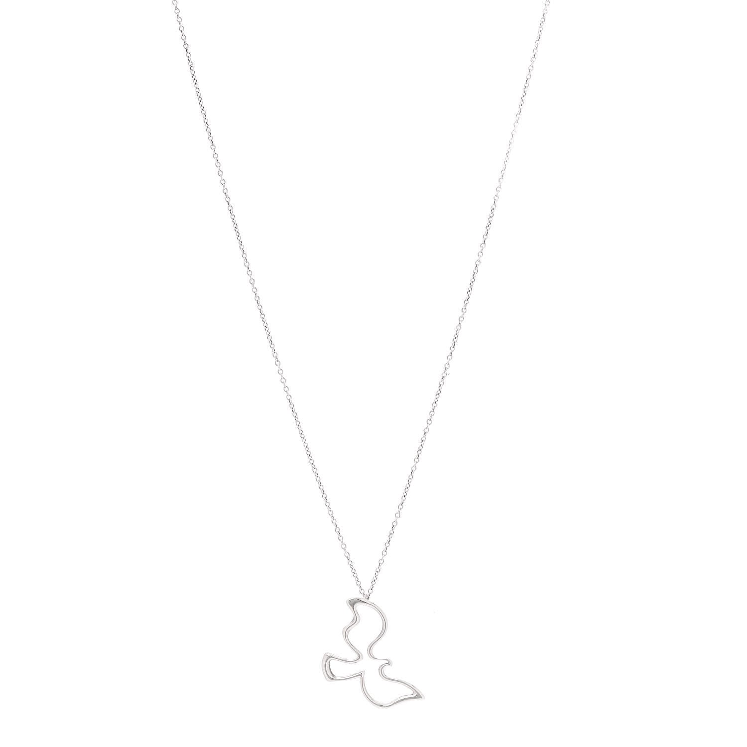 Tiffany Sterling Silver Paloma Picasso Dove Pendant Necklace 1 of 6
