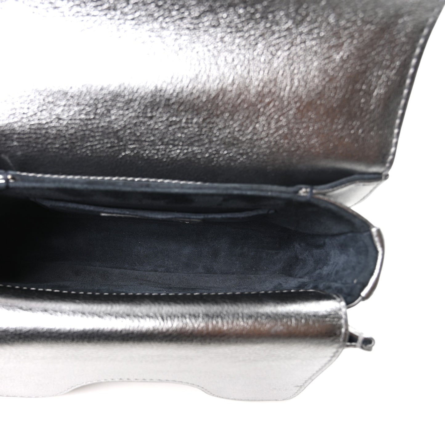 Metallic Lambskin Cannage Mini Jolie Top Handle Bag Silver