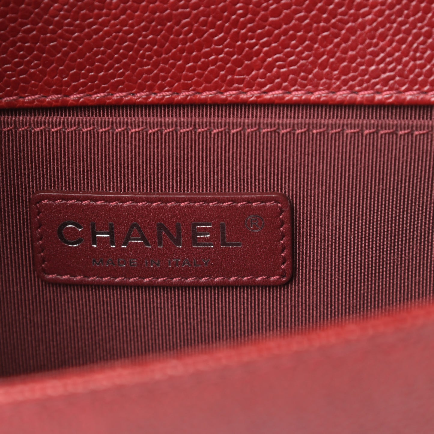 Caviar Quilted Small Boy Flap Dark Red