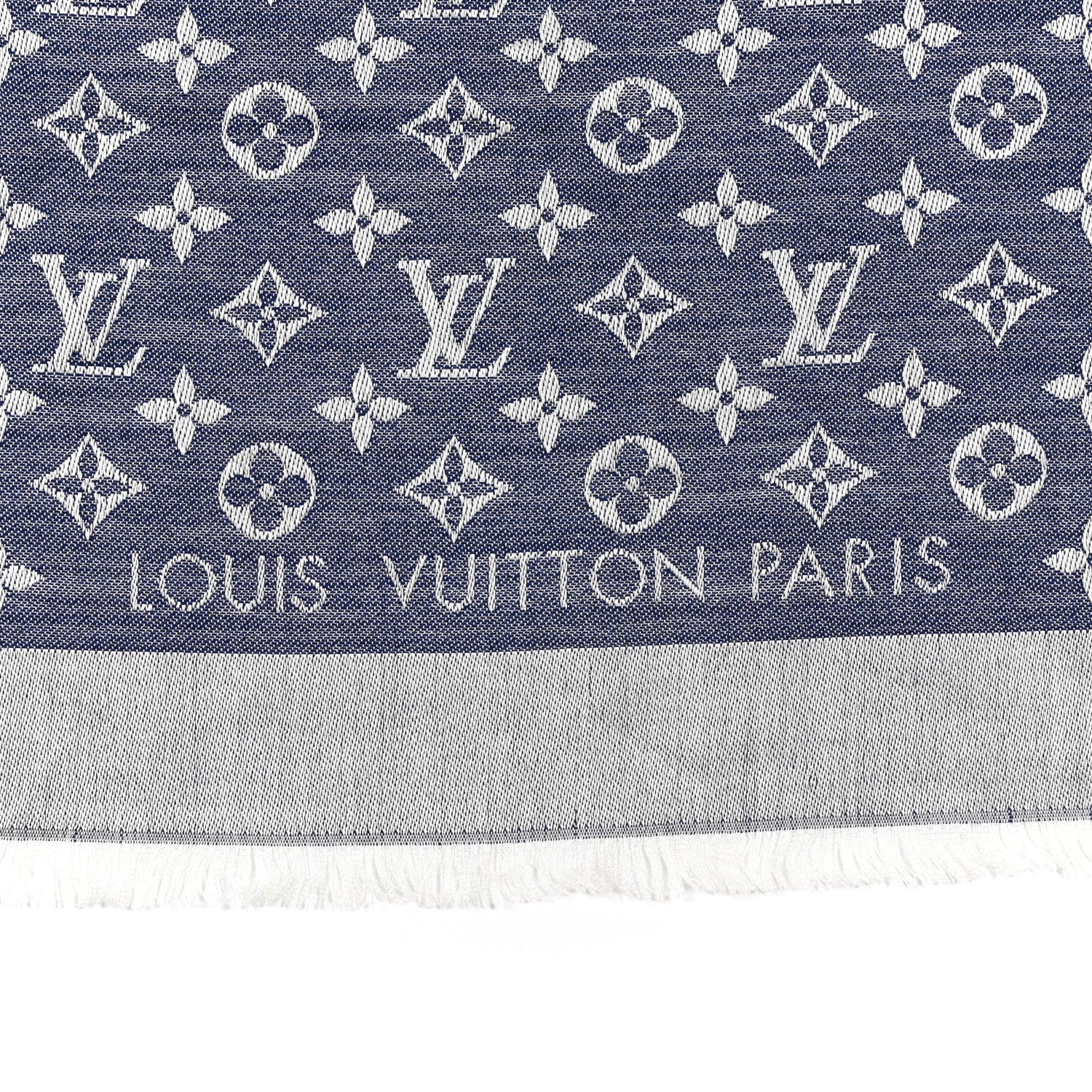 Louis Vuitton Silk Wool Monogram Denim Shawl Blue 2 of 6